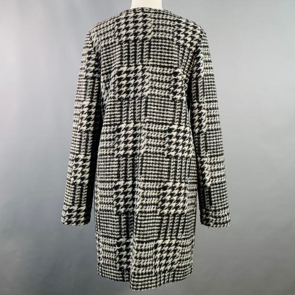 NANETTE LEPORE Size M Grey Black Wool Blend Houndstooth Collarless Coat - Picture 4 of 9